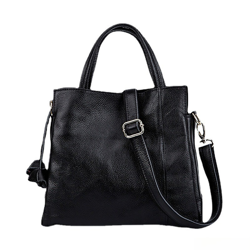 Top Handle Structured - Dames schoudertas van echt leer, klein,