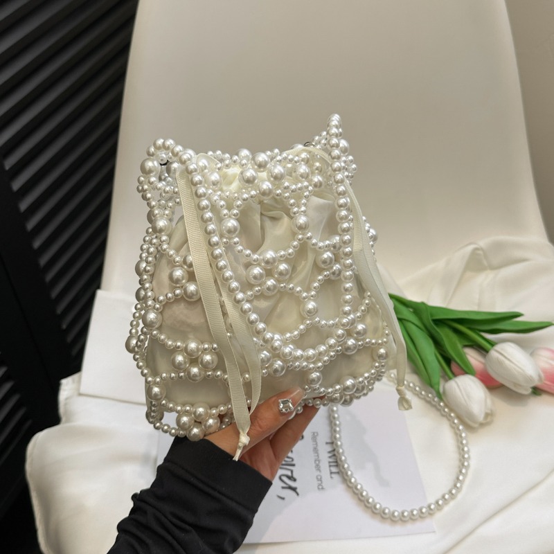Women Bags On Sale Clearance - Witte kralenversierde schouder- en crossbodytassen, exquisiete