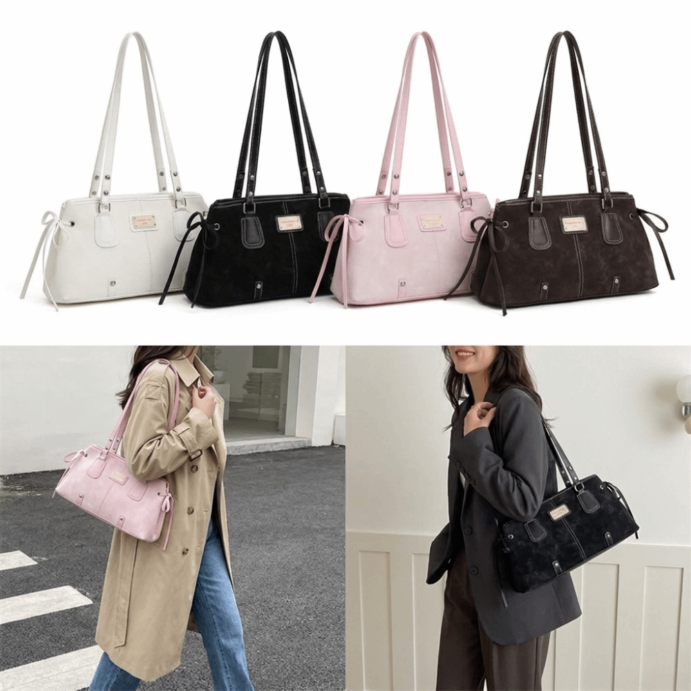 Top Handle Structured - Minimalistische handtas van kunstleer met ritssluiting,
