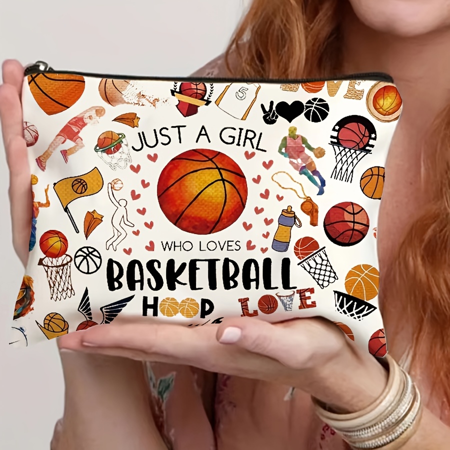 Women'S Best Bags For Travel - Just A Girl Basketball Patters Cosmetische