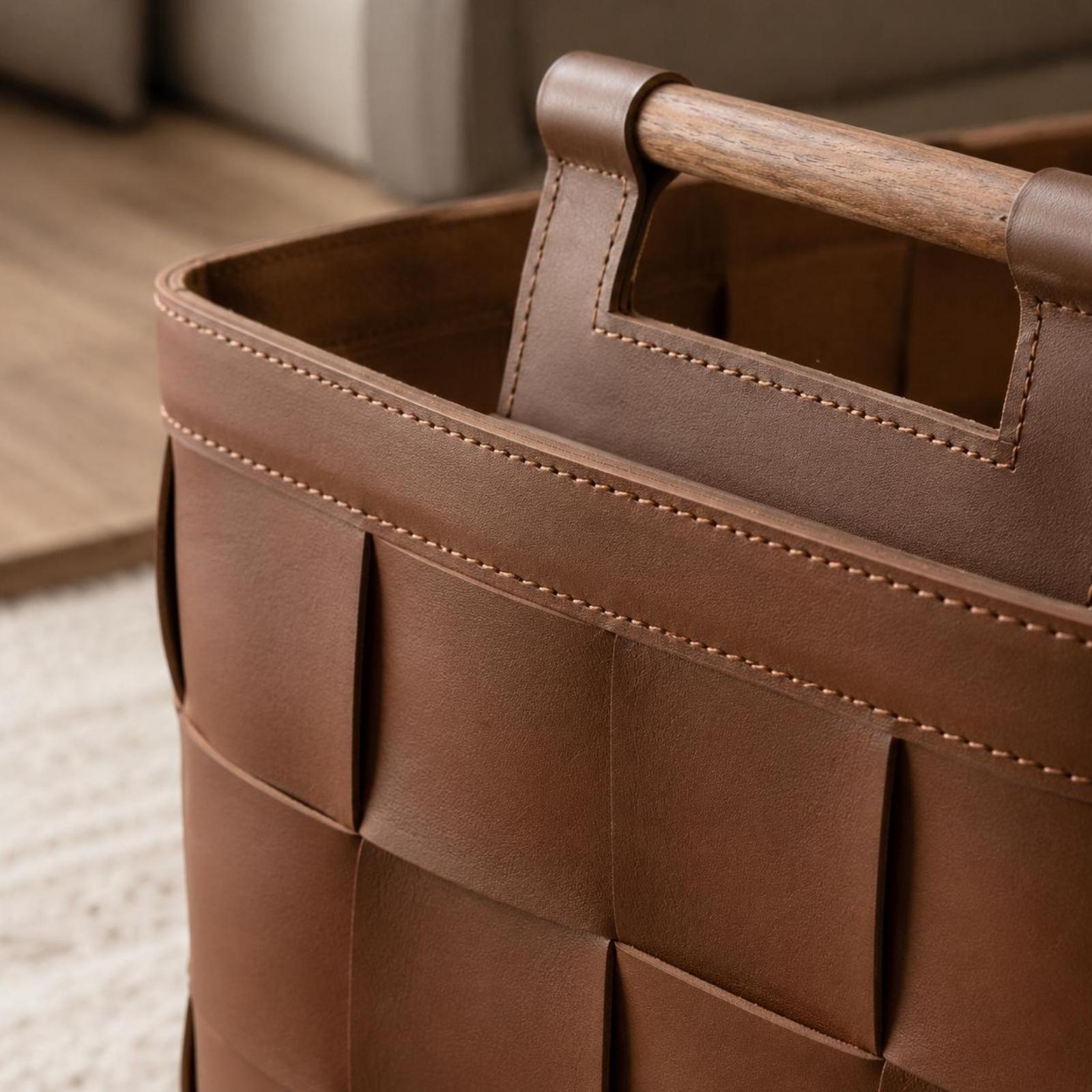 Geweven leren mand met stevige - Top Handle Structured recensie en prijs